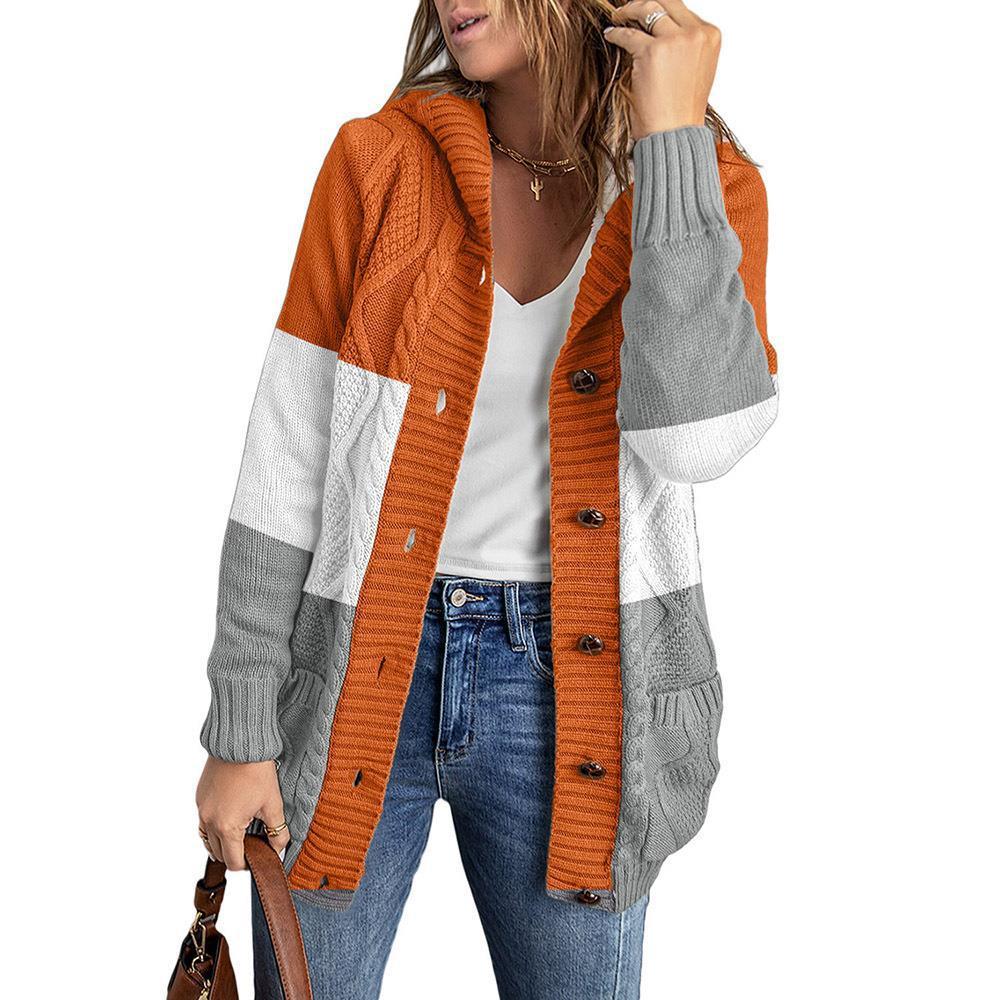 Women's Winter Solid Color Mid-length Cardigan Sweater Coat